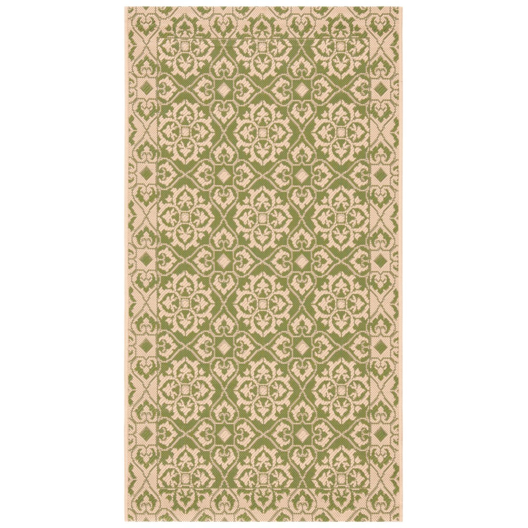 SAFAVIEH Indoor Outdoor CY6550-24 Courtyard Green / Creme Rug Image 1