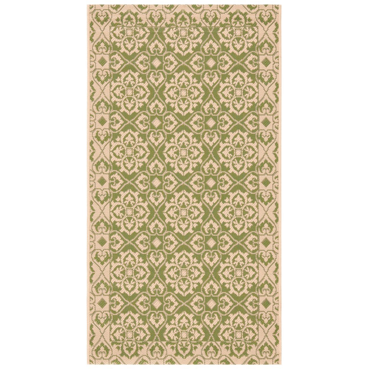 SAFAVIEH Indoor Outdoor CY6550-24 Courtyard Green / Creme Rug Image 1