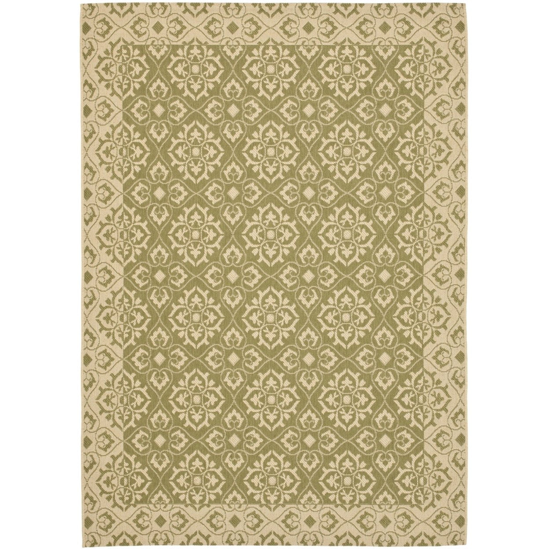 SAFAVIEH Indoor Outdoor CY6550-24 Courtyard Green / Creme Rug Image 1