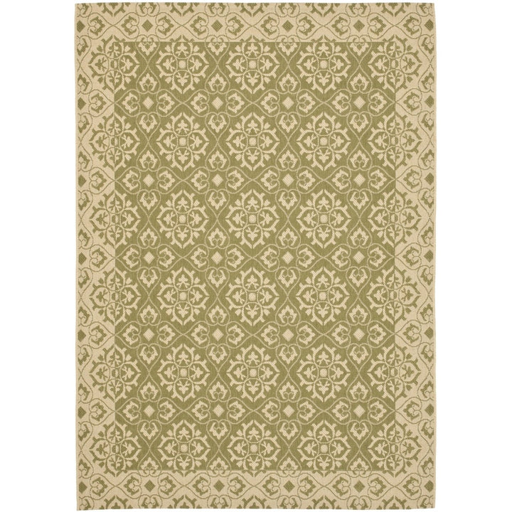 SAFAVIEH Indoor Outdoor CY6550-24 Courtyard Green / Creme Rug Image 1