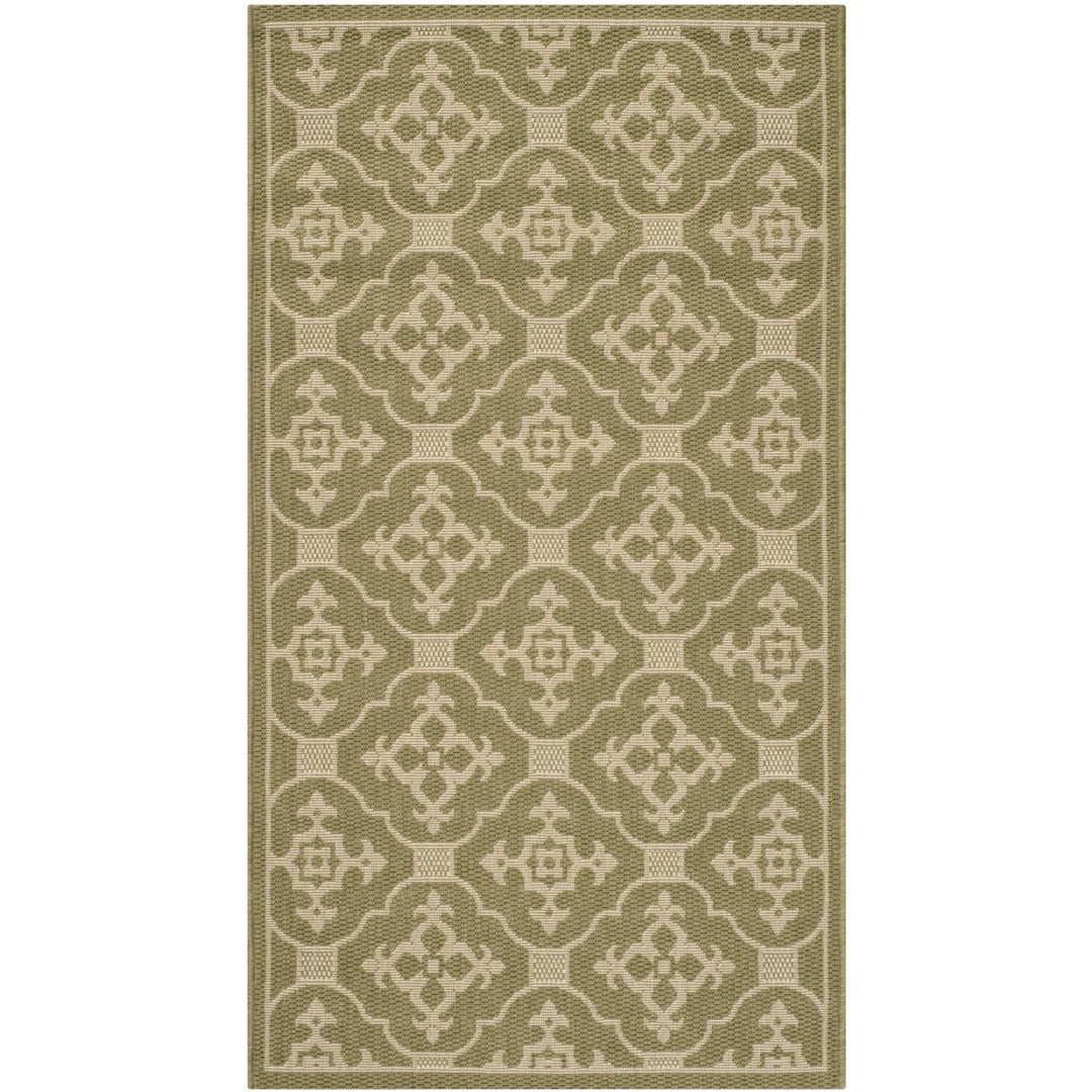 SAFAVIEH Indoor Outdoor CY6564-24 Courtyard Green / Creme Rug Image 1