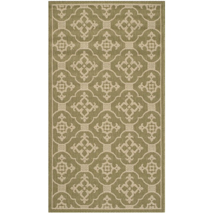 SAFAVIEH Indoor Outdoor CY6564-24 Courtyard Green / Creme Rug Image 1