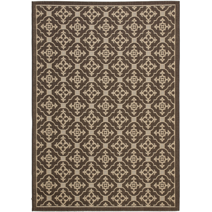 SAFAVIEH Outdoor CY6564-204 Courtyard Chocolate / Cream Rug Image 1