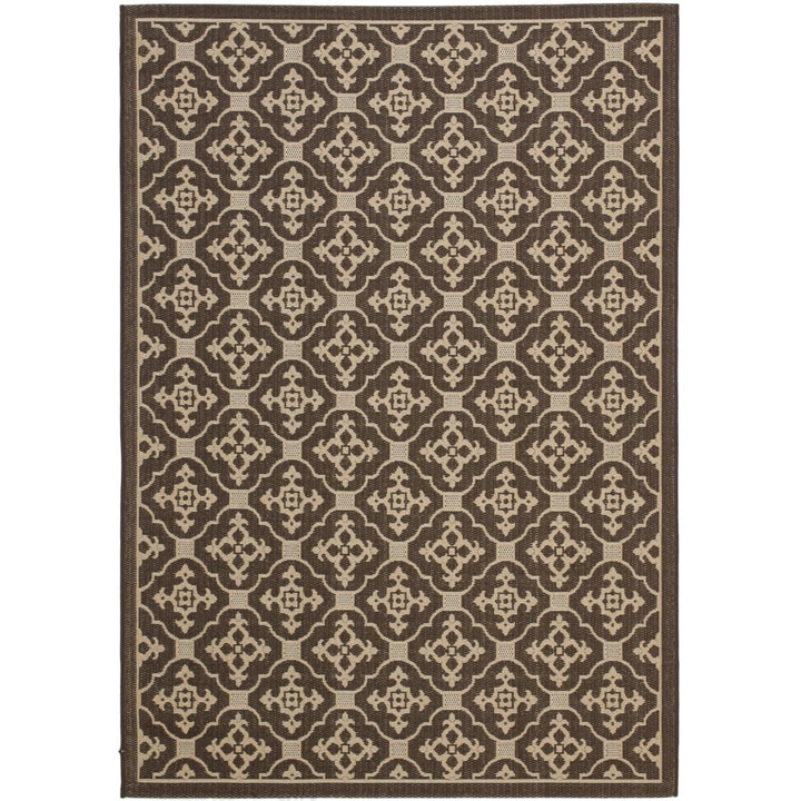 SAFAVIEH Outdoor CY6564-204 Courtyard Chocolate / Cream Rug Image 1