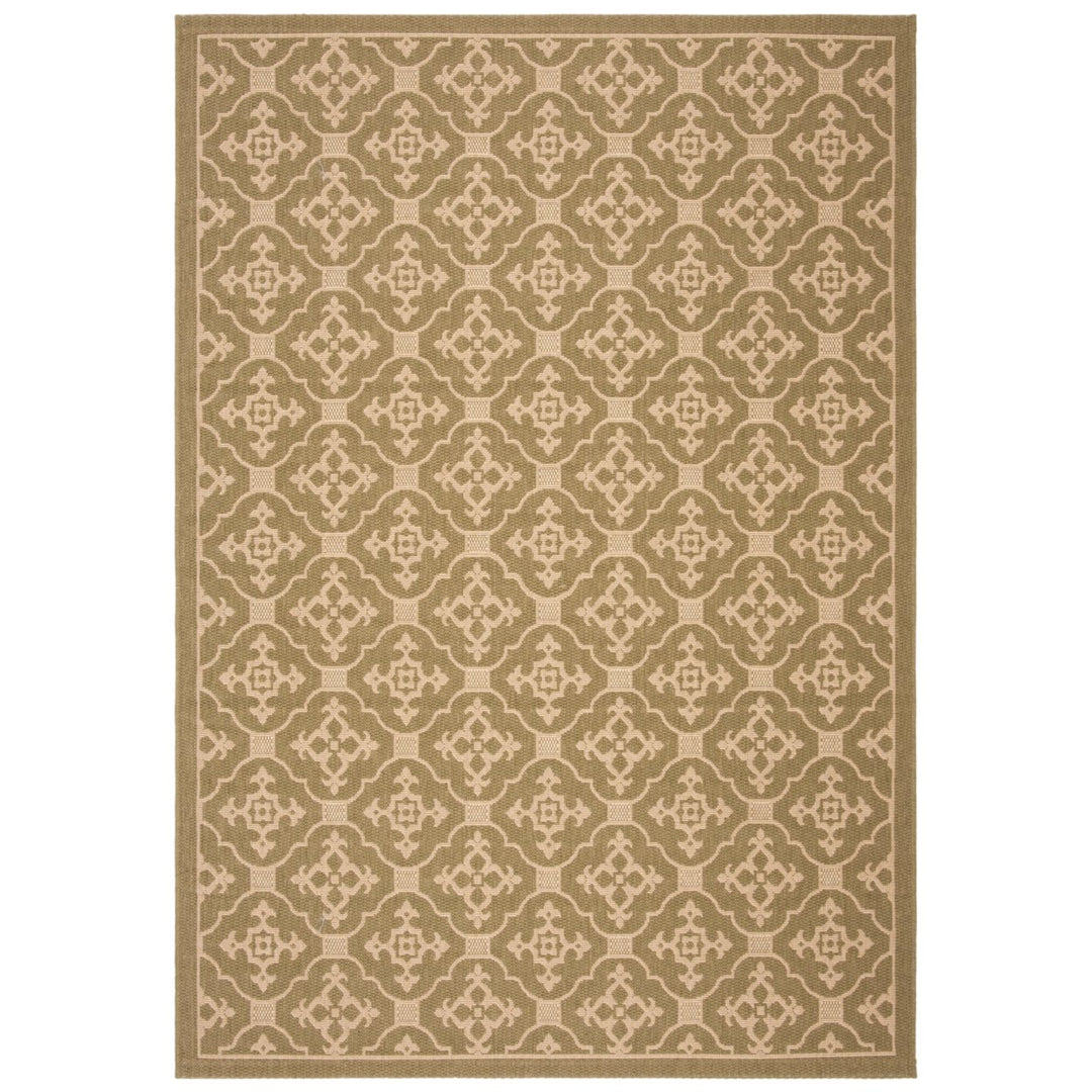 SAFAVIEH Indoor Outdoor CY6564-24 Courtyard Green / Creme Rug Image 1