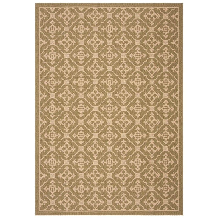 SAFAVIEH Indoor Outdoor CY6564-24 Courtyard Green / Creme Rug Image 1