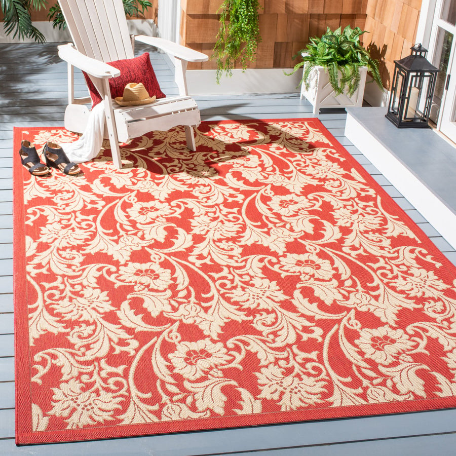 SAFAVIEH Outdoor CY6565-28 Courtyard Collection Red / Creme Rug Image 1
