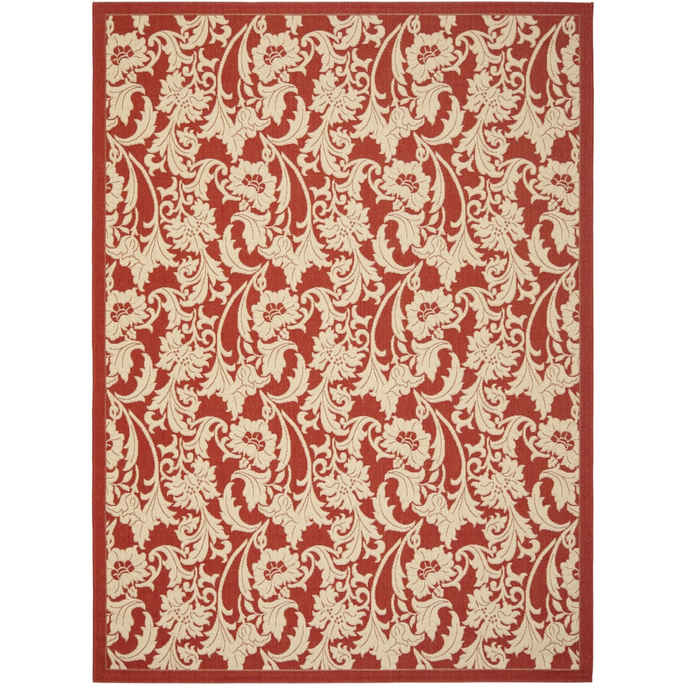 SAFAVIEH Outdoor CY6565-28 Courtyard Collection Red / Creme Rug Image 2