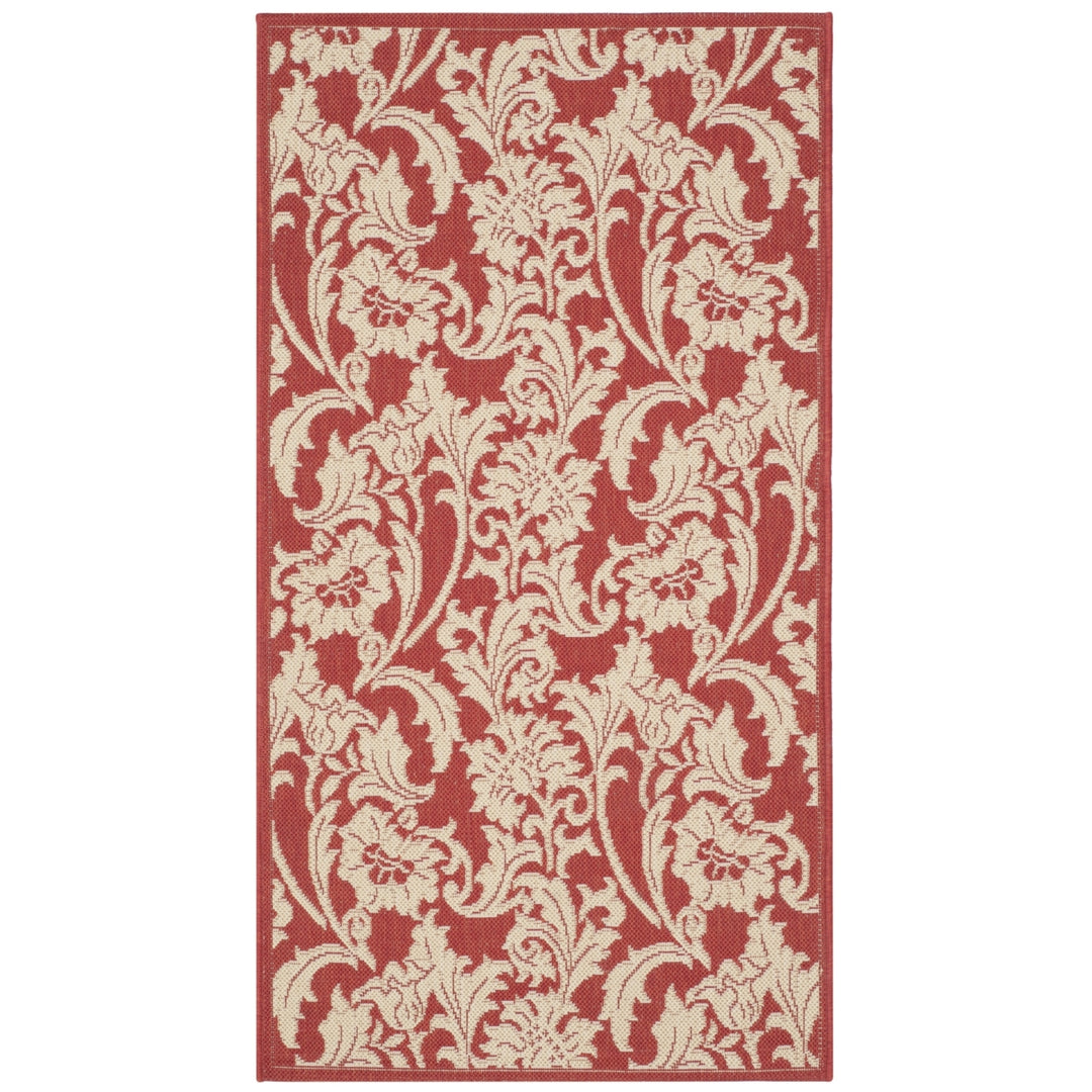 SAFAVIEH Outdoor CY6565-28 Courtyard Collection Red / Creme Rug Image 5