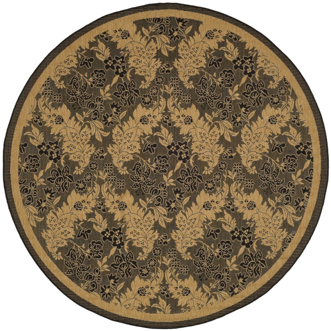 SAFAVIEH Outdoor CY6582-46 Courtyard Black / Natural Rug Image 4