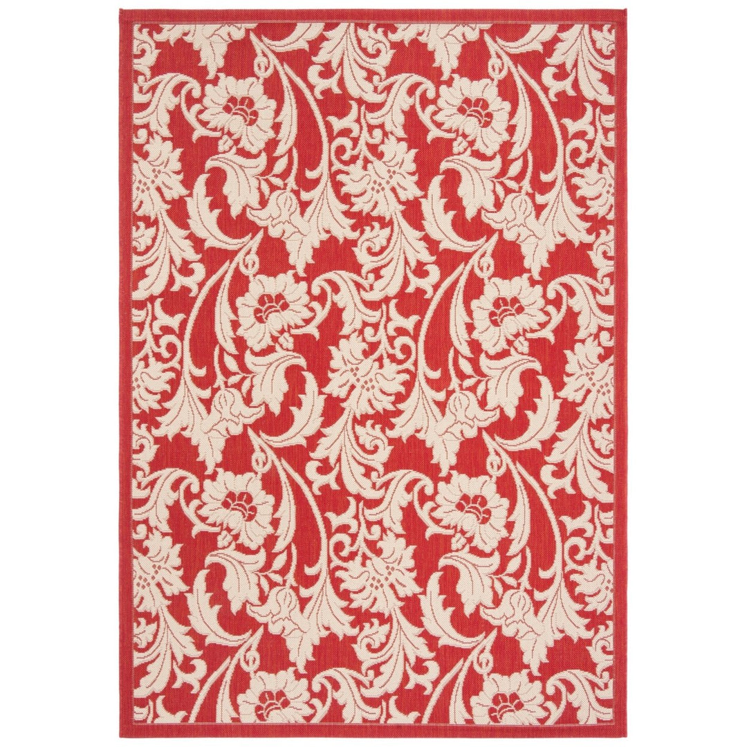 SAFAVIEH Outdoor CY6565-28 Courtyard Collection Red / Creme Rug Image 1