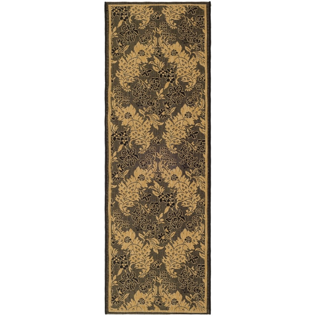 SAFAVIEH Outdoor CY6582-46 Courtyard Black / Natural Rug Image 5