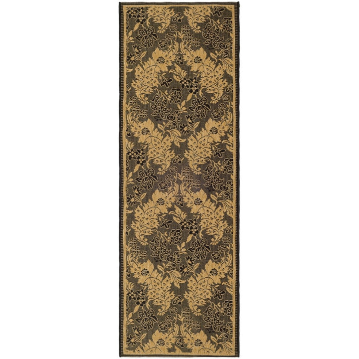 SAFAVIEH Outdoor CY6582-46 Courtyard Black / Natural Rug Image 5