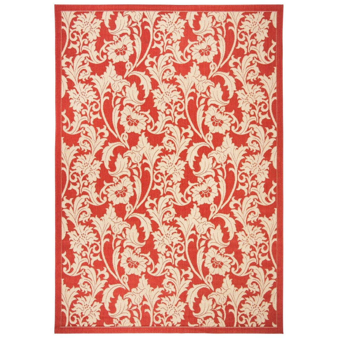 SAFAVIEH Outdoor CY6565-28 Courtyard Collection Red / Creme Rug Image 1