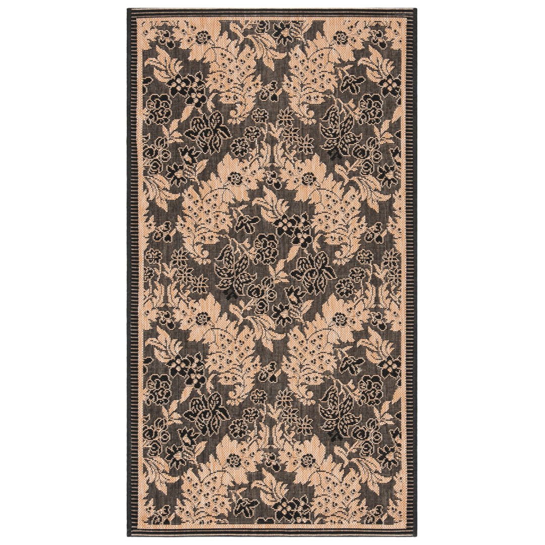 SAFAVIEH Outdoor CY6582-46 Courtyard Black / Natural Rug Image 8