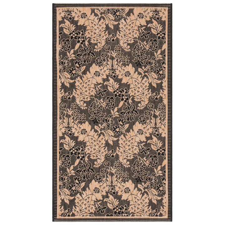 SAFAVIEH Outdoor CY6582-46 Courtyard Black / Natural Rug Image 8