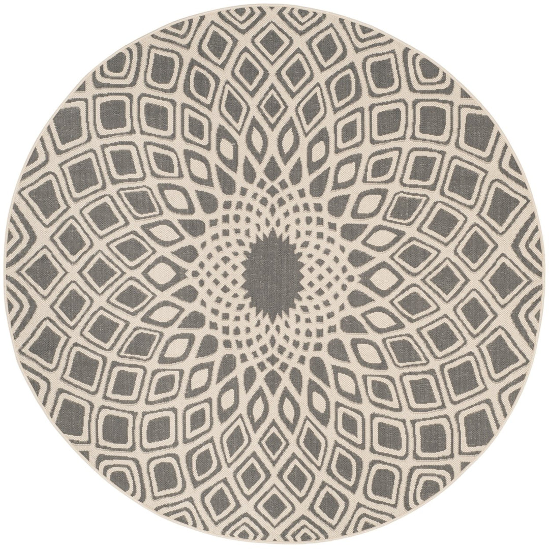 SAFAVIEH Outdoor CY6616-23621 Courtyard Anthracite / Beige Rug Image 1