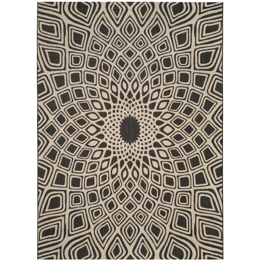 SAFAVIEH Outdoor CY6616-25621 Courtyard Black / Beige Rug Image 1