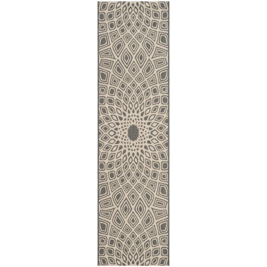 SAFAVIEH Outdoor CY6616-23621 Courtyard Anthracite / Beige Rug Image 1