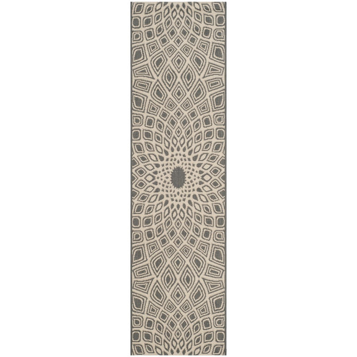 SAFAVIEH Outdoor CY6616-23621 Courtyard Anthracite / Beige Rug Image 1