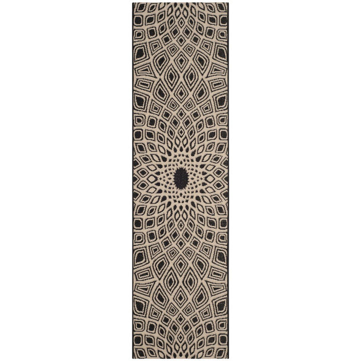 SAFAVIEH Outdoor CY6616-25621 Courtyard Black / Beige Rug Image 1