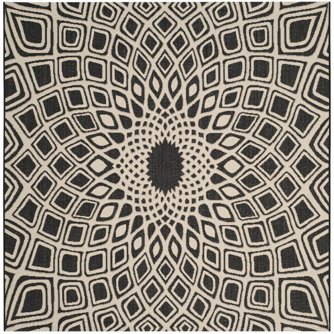 SAFAVIEH Outdoor CY6616-25621 Courtyard Black / Beige Rug Image 1