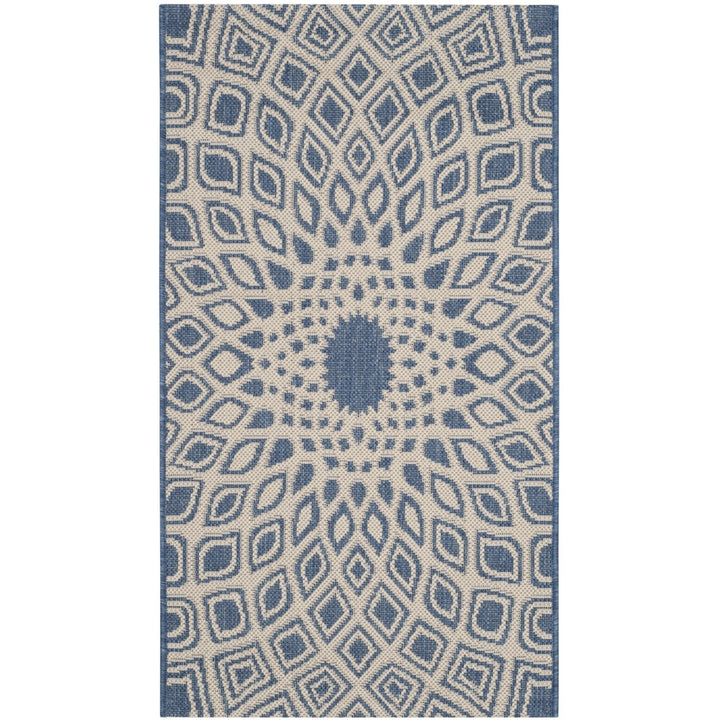 SAFAVIEH Outdoor CY6616-23321 Courtyard Blue / Beige Rug Image 1