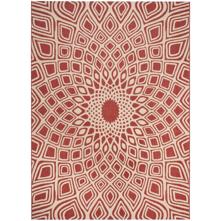 SAFAVIEH Outdoor CY6616-23821 Courtyard Red / Beige Rug Image 1