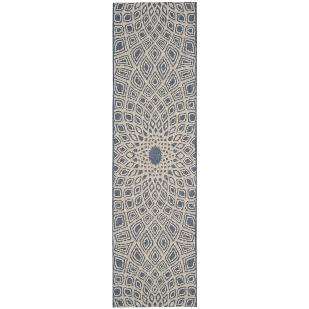 SAFAVIEH Outdoor CY6616-23321 Courtyard Blue / Beige Rug Image 1