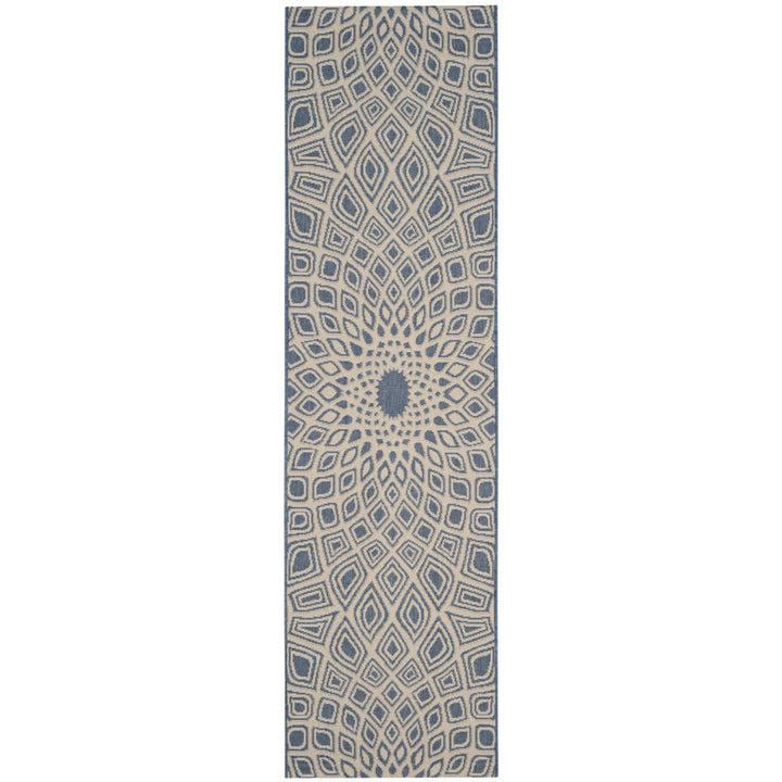 SAFAVIEH Outdoor CY6616-23321 Courtyard Blue / Beige Rug Image 1