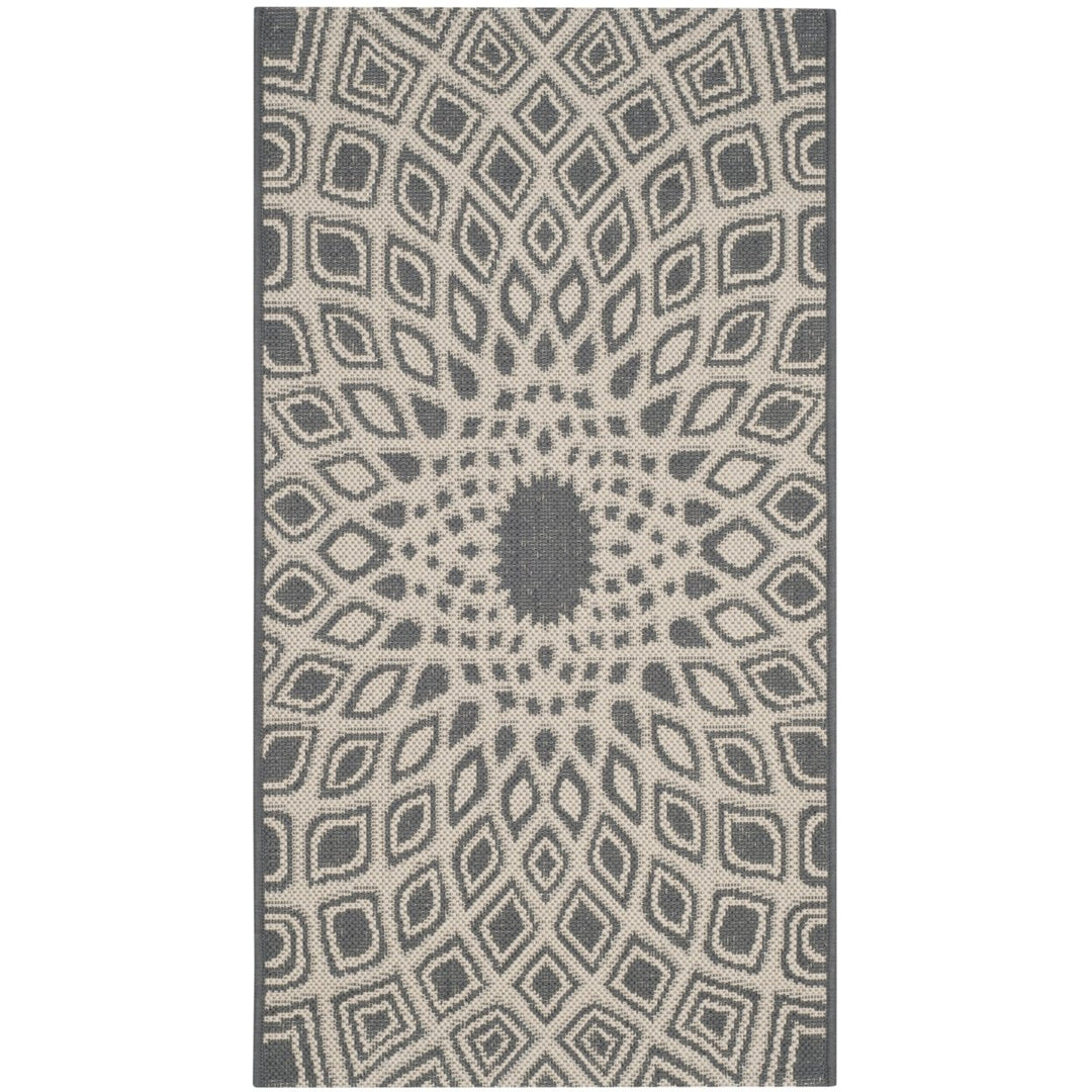 SAFAVIEH Outdoor CY6616-23621 Courtyard Anthracite / Beige Rug Image 1