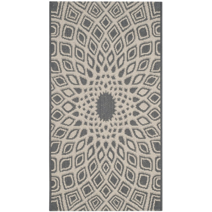 SAFAVIEH Outdoor CY6616-23621 Courtyard Anthracite / Beige Rug Image 1