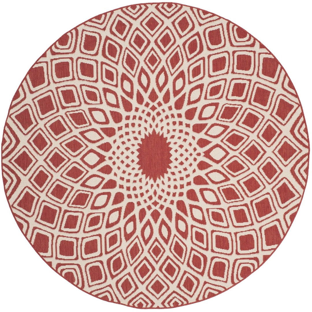 SAFAVIEH Outdoor CY6616-23821 Courtyard Red / Beige Rug Image 1