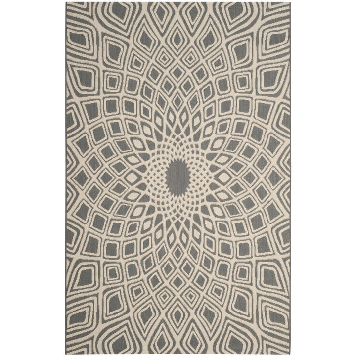 SAFAVIEH Outdoor CY6616-23621 Courtyard Anthracite / Beige Rug Image 1