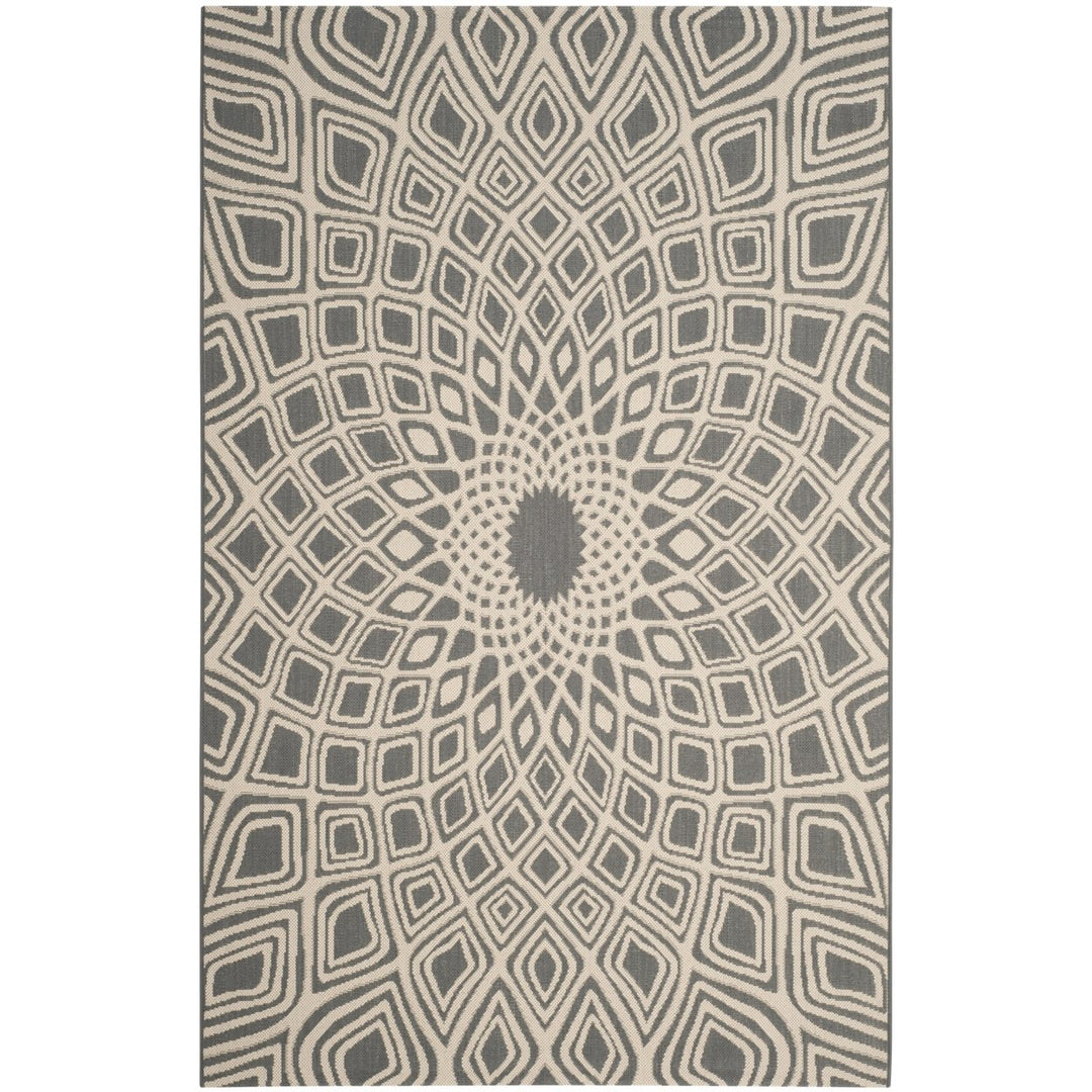 SAFAVIEH Outdoor CY6616-23621 Courtyard Anthracite / Beige Rug Image 1