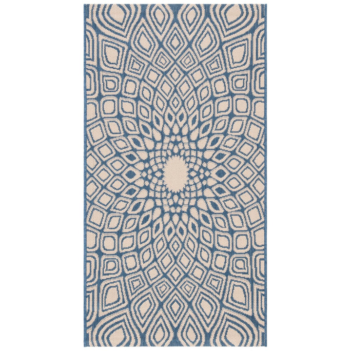 SAFAVIEH Outdoor CY6616-23321 Courtyard Blue / Beige Rug Image 1