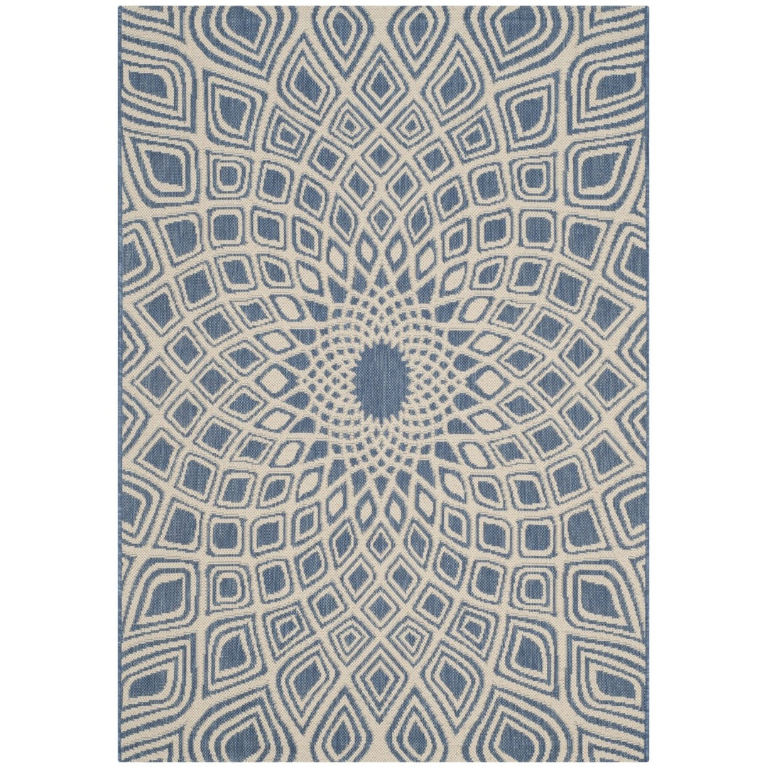 SAFAVIEH Outdoor CY6616-23321 Courtyard Blue / Beige Rug Image 1