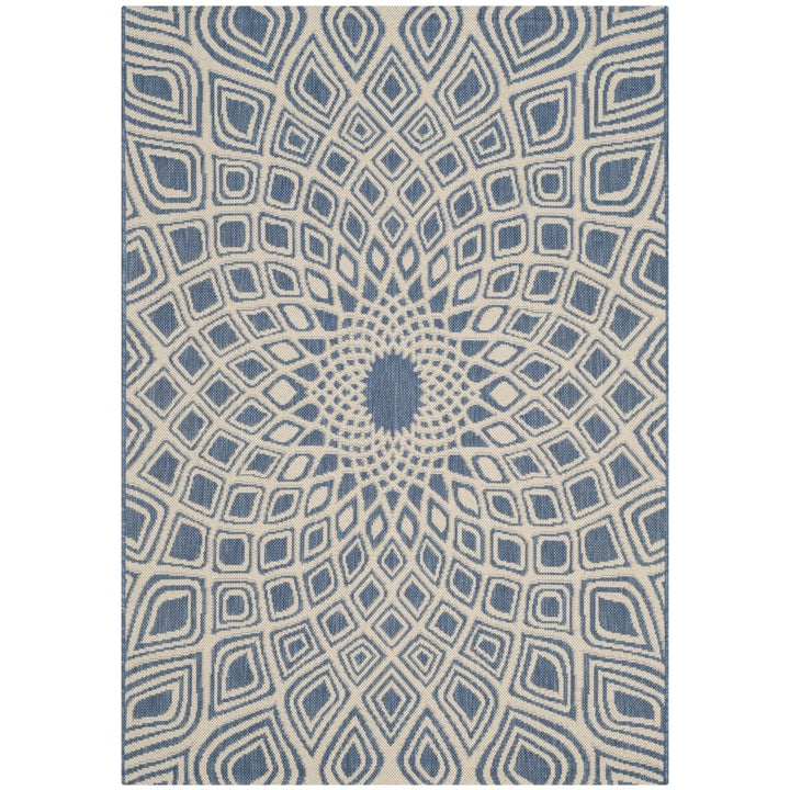 SAFAVIEH Outdoor CY6616-23321 Courtyard Blue / Beige Rug Image 1