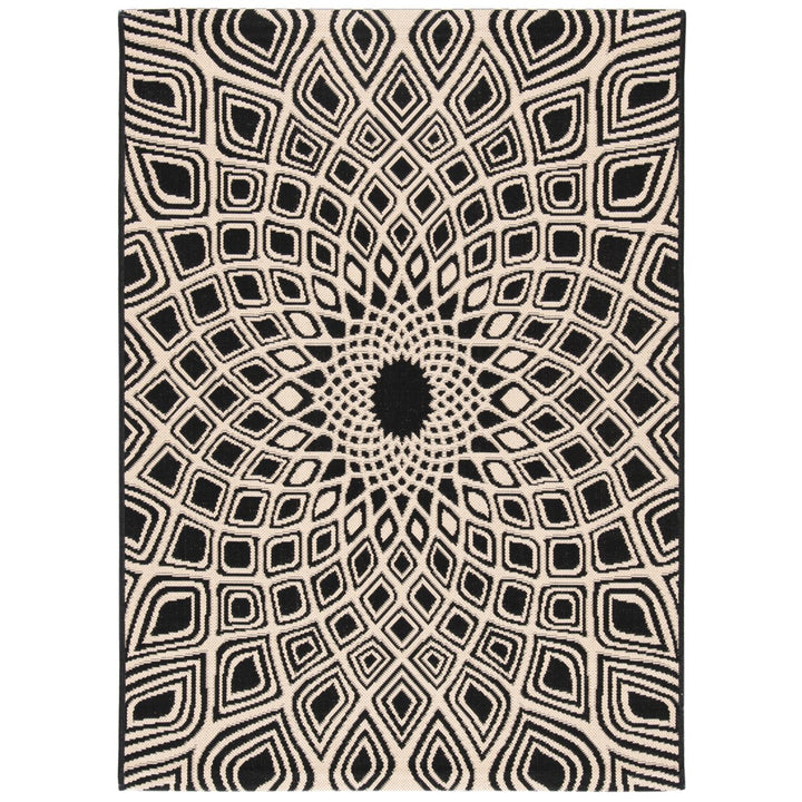 SAFAVIEH Outdoor CY6616-25621 Courtyard Black / Beige Rug Image 11