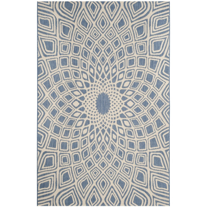 SAFAVIEH Outdoor CY6616-23321 Courtyard Blue / Beige Rug Image 1