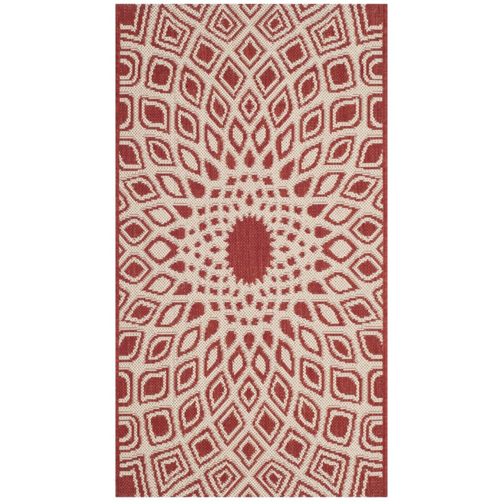 SAFAVIEH Outdoor CY6616-23821 Courtyard Red / Beige Rug Image 1