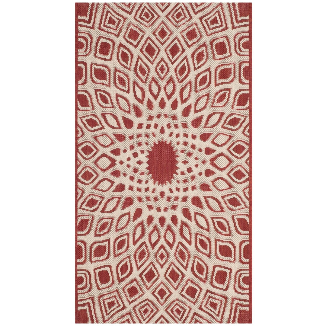 SAFAVIEH Outdoor CY6616-23821 Courtyard Red / Beige Rug Image 1