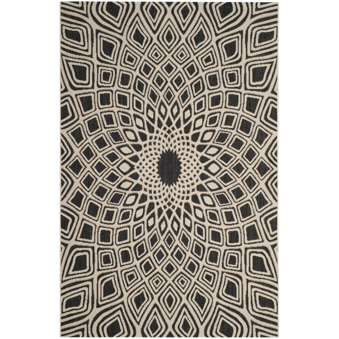 SAFAVIEH Outdoor CY6616-25621 Courtyard Black / Beige Rug Image 12