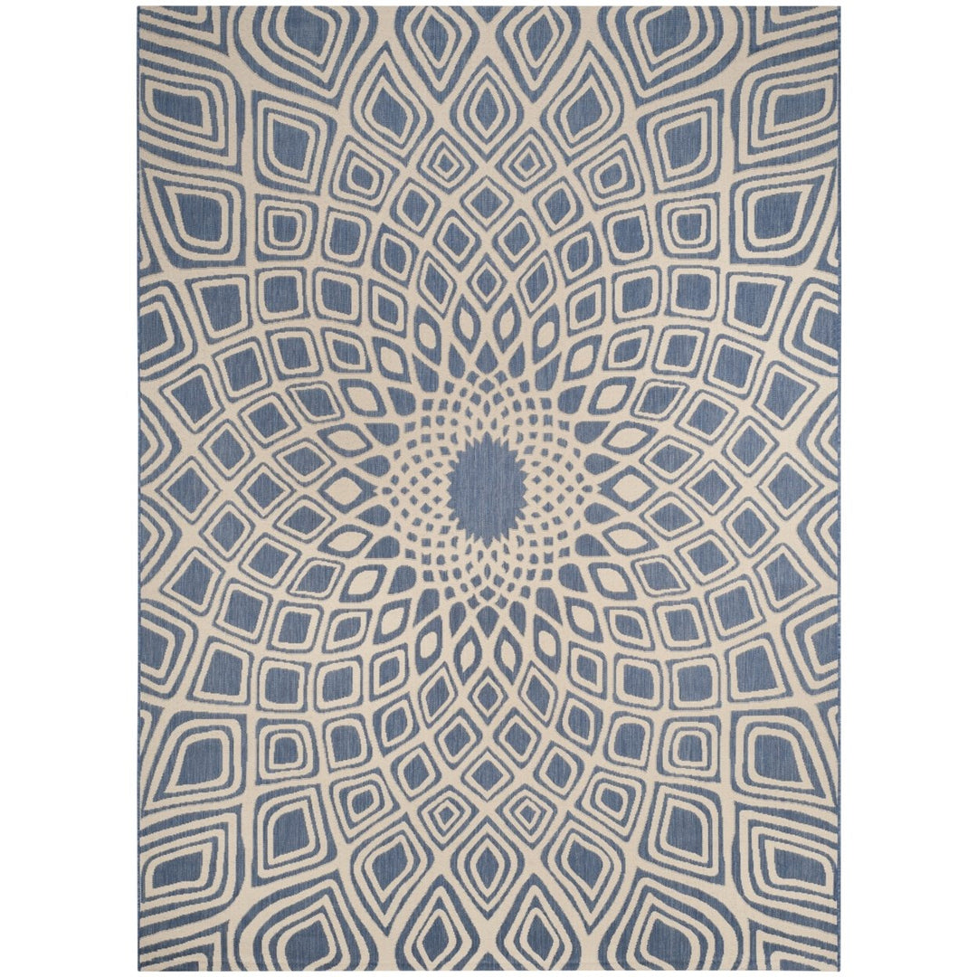 SAFAVIEH Outdoor CY6616-23321 Courtyard Blue / Beige Rug Image 1