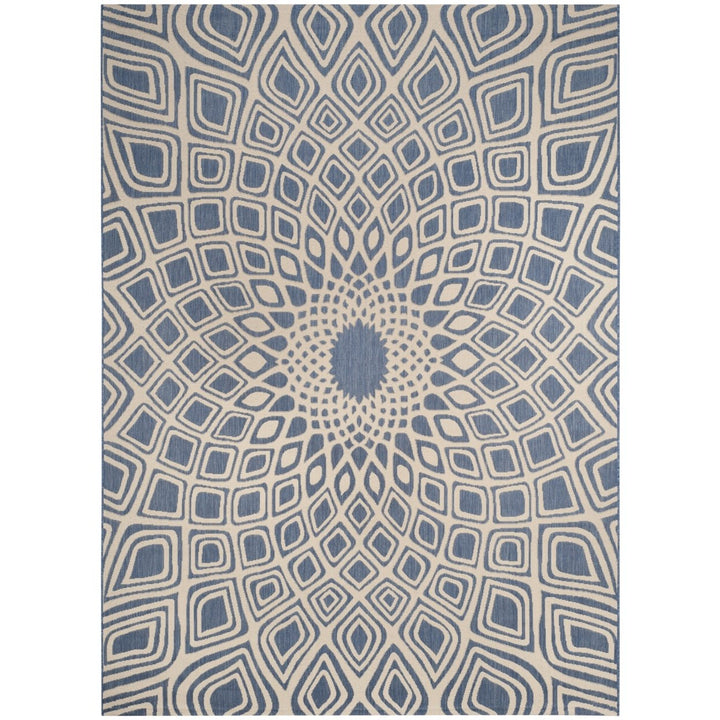 SAFAVIEH Outdoor CY6616-23321 Courtyard Blue / Beige Rug Image 1