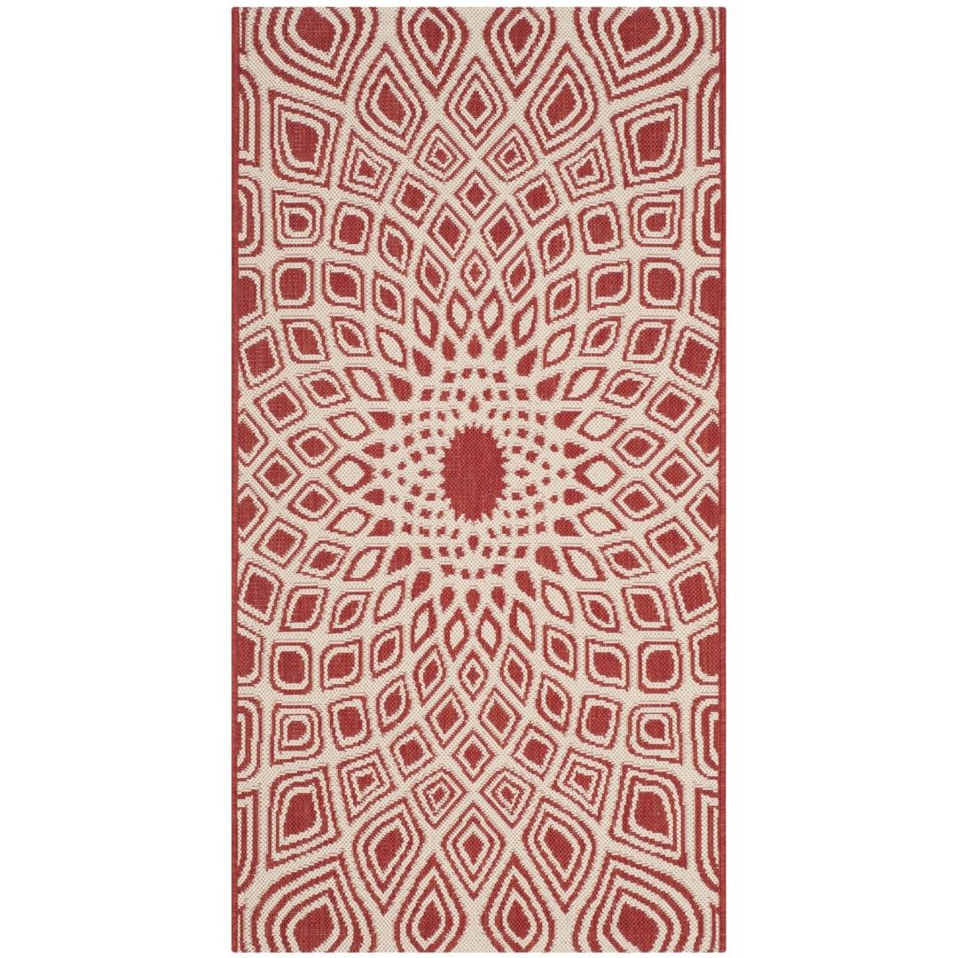 SAFAVIEH Outdoor CY6616-23821 Courtyard Red / Beige Rug Image 1