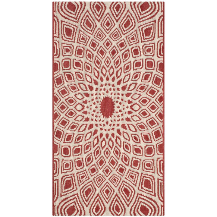 SAFAVIEH Outdoor CY6616-23821 Courtyard Red / Beige Rug Image 1