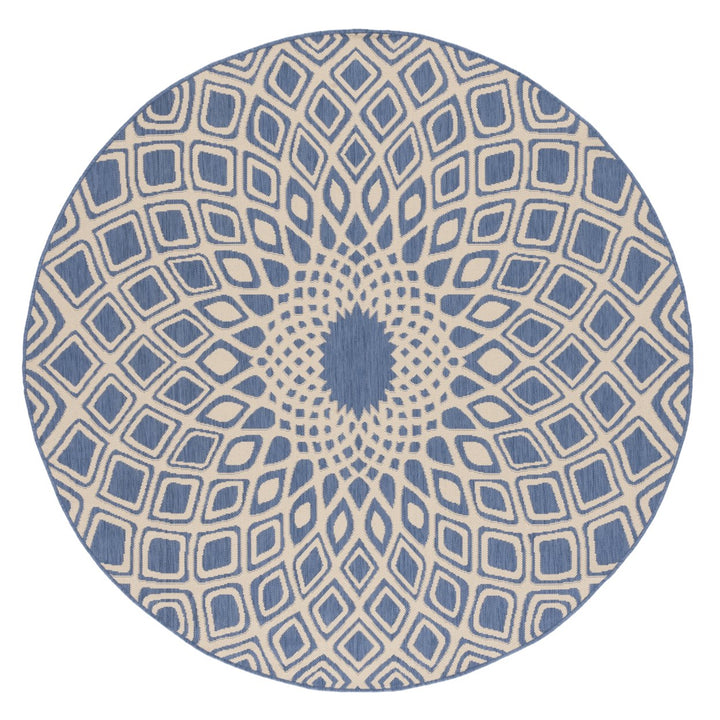 SAFAVIEH Outdoor CY6616-23321 Courtyard Blue / Beige Rug Image 1