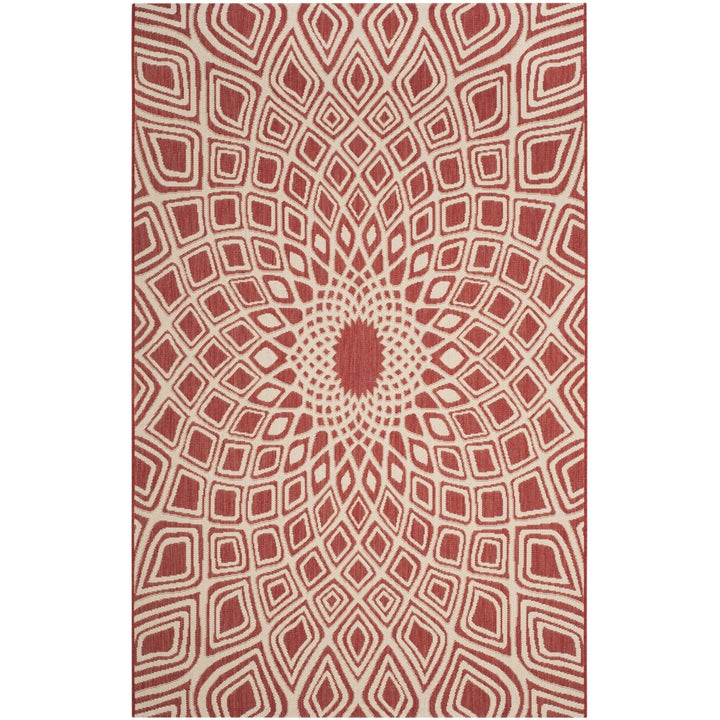 SAFAVIEH Outdoor CY6616-23821 Courtyard Red / Beige Rug Image 1