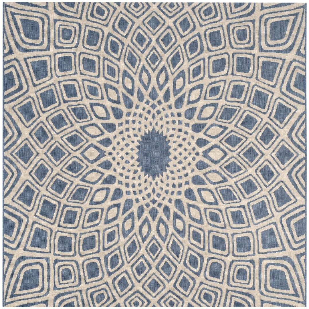 SAFAVIEH Outdoor CY6616-23321 Courtyard Blue / Beige Rug Image 1